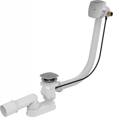 Сифон для ванны с напуском воды через перелив для ванн с толстыми стенками, хром AlcaPlast A565CRM2-100