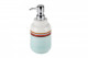 Дозатор для жидкого мыла Primanova мятно-белый с коричневыми полосами, LUKY, 8х8х18 см керамика D-20200  (D-20200)