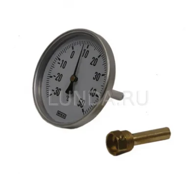 Термометр биметаллический, тип А50.10 (100 мм, алюминий), Wika 1/2 (36523030)