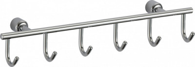 Планка с крючками для ванной (6 крючков) Savol S-005256 латунь хром