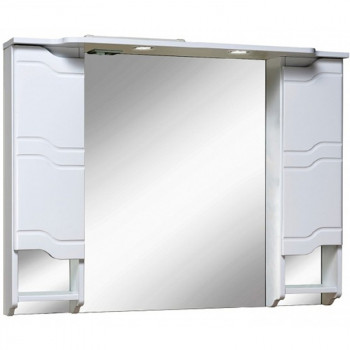 Зеркало со шкафчиком Runo Стиль 105 00000001119 с подсветкой белое прямоугольное