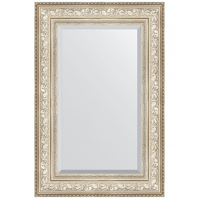 Зеркало настенное Evoform Exclusive 90х60 BY 3426 с фацетом в багетной раме Виньетка серебро 109 мм