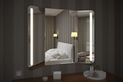 Зеркало в ванную с LED подсветкой Relisan TRIPLE VERTIKAL Гл000024395, 100x80 прямоугольное