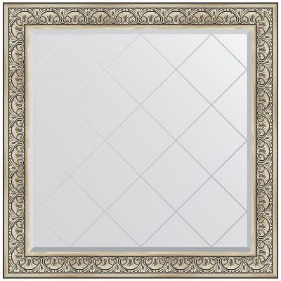 Зеркало настенное Evoform ExclusiveG 110х110 BY 4467 с гравировкой в багетной раме Барокко серебро 106 мм