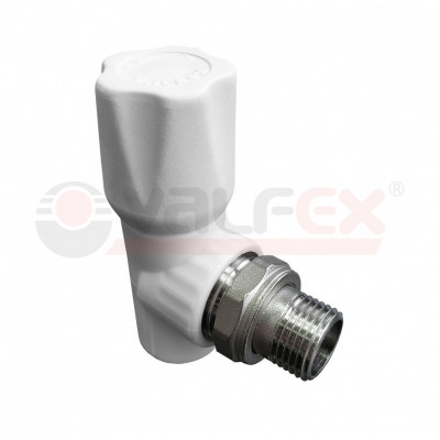 Вентиль для радиатора угловой VALFEX STANDARD 20 мм х1/2" белый/серый (1014720012Г)