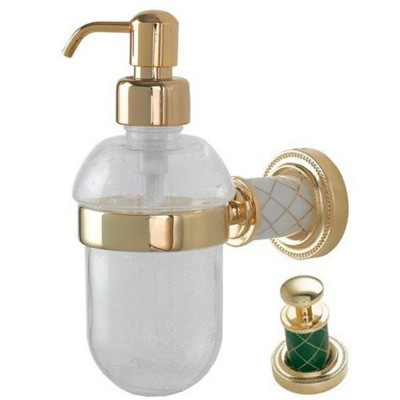 Дозатор для жидкого мыла Boheme Murano 10912-GR-G подвесной, золото/зеленый