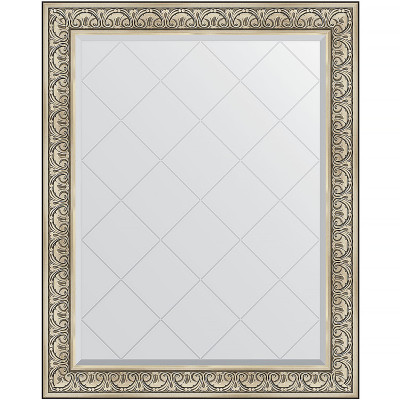 Зеркало настенное Evoform ExclusiveG 125х100 BY 4381 с гравировкой в багетной раме Барокко серебро 106 мм
