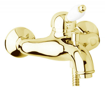 Смеситель Cezares ELITE-VM-03/24-Bi для ванны и душа, золото, ручка белая