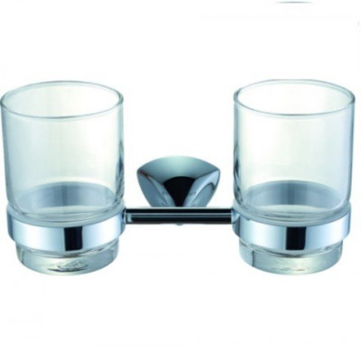 KorDi RHEINFALL KD 9102 стеклянный стакан с держателем, двойной, хром/стекло