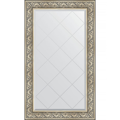 Зеркало настенное Evoform ExclusiveG 135х80 BY 4252 с гравировкой в багетной раме Барокко серебро 106 мм