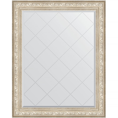 Зеркало настенное Evoform ExclusiveG 125х100 BY 4383 с гравировкой в багетной раме Виньетка серебро 109 мм