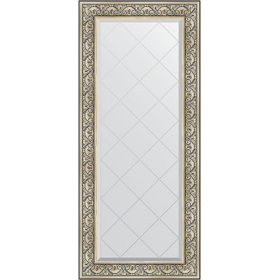 Зеркало настенное Evoform ExclusiveG 160х70 BY 4166 с гравировкой в багетной раме Барокко серебро 106 мм