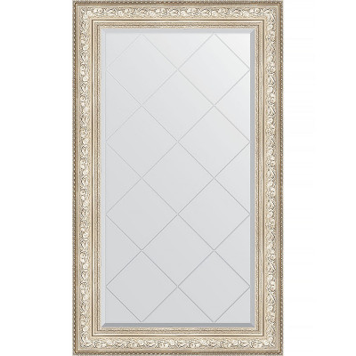 Зеркало настенное Evoform ExclusiveG 135х80 BY 4254 с гравировкой в багетной раме Виньетка серебро 109 мм