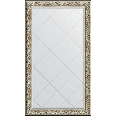 Зеркало настенное Evoform ExclusiveG 175х100 BY 4424 с гравировкой в багетной раме Барокко серебро 106 мм