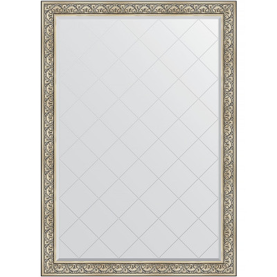 Зеркало настенное Evoform ExclusiveG 190х135 BY 4510 с гравировкой в багетной раме Барокко серебро 106 мм