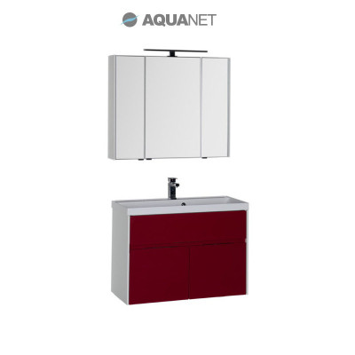 Aquanet Латина 90 00181087 комплект мебели (3 ящика), белый/фасад бордо