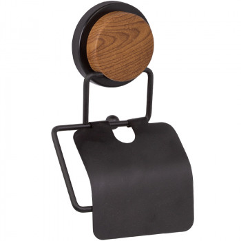 Настенный держатель туалетной бумаги Fixsen Magic Wood FX-46010 с крышкой черный матовый