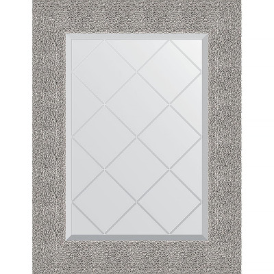 Зеркало настенное Evoform ExclusiveG 74х56 BY 4023 с гравировкой в багетной раме Чеканка серебряная 90 мм
