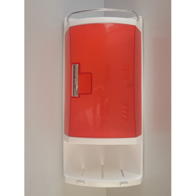 Угловой шкафчик для ванной Primanova белый с прозрачно-красной дверцей, S05, 17,5х17,5х44 см пластик, нержавеющая сталь M-S05-18