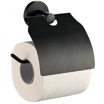 Держатель туалетной бумаги Haiba HB8703 с крышкой (металл) черный