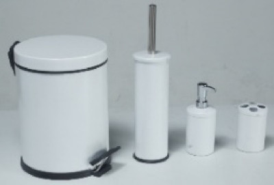 Efor Metal Набор для ванной комнаты (ведро 5 л, диспенсер для мыла, подставка для щеток, ёршик с подставкой), белый