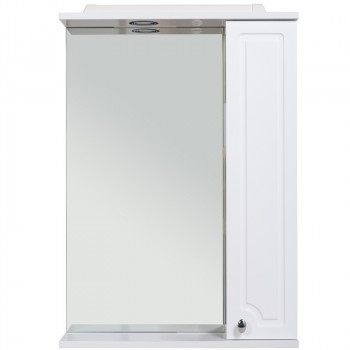 Зеркало со шкафчиком Rush Crete 60 с подсветкой белый глянец прямоугольное