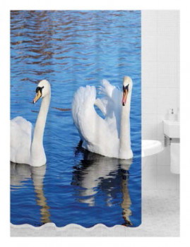 Bath Plus PRINT DSP3026 шторка для ванной (Лебеди), 180 см x 200 см