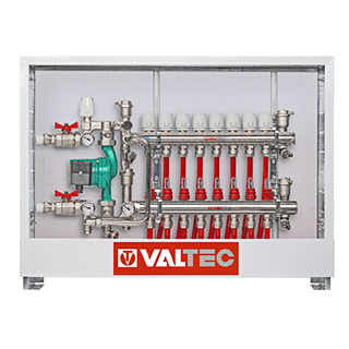 Комплект теплых полов VALTEC с насосно-смесительным узлом VALMIX на 4 контура до 80м2 с трубой PE-RT 400м (VALMIX58904PERT)