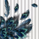 Штора с рисунком синие перья, в ванную комнату, без колец - полиэстэр САНАКС (01-86)  (01-86)