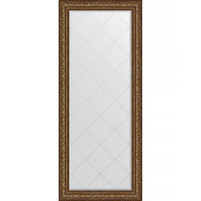Зеркало напольное Evoform ExclusiveG Floor 205х85 BY 6337 с гравировкой в багетной раме Виньетка состаренная бронза 109 мм