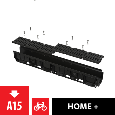 Дренажный канал 100 мм с пластиковой рамой и пластиковой решеткой А15 AlcaPlast AVZ104-R401
