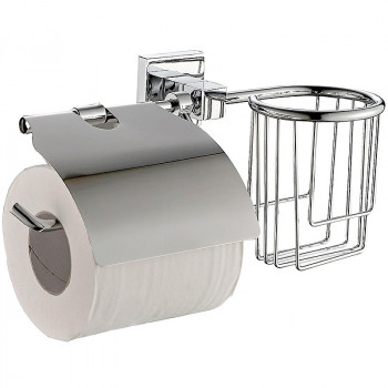 Держатель туалетной бумаги и освежителя воздуха Haiba HB8603-1 с крышкой (металл) хром