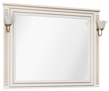 Aquanet Паола 120 зеркало, белый/патина золото