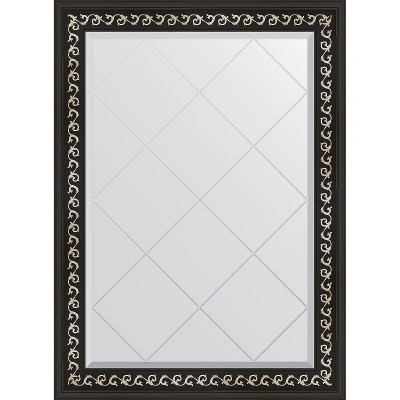 Зеркало настенное Evoform ExclusiveG 102х75 BY 4182 с гравировкой в багетной раме Черный ардеко 81 мм