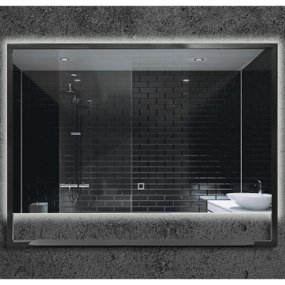 Зеркало в ванную Armadi Art Vallessi 551/2 80х80 см с полочкой, с подсветкой, черный матовый