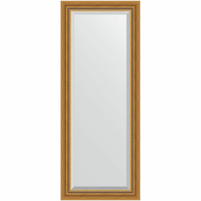Зеркало настенное Evoform Exclusive 133х53 BY 3509 с фацетом в багетной раме Состаренное золото с плетением 70 мм