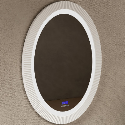 Зеркало для ванной Abber Stein 60 AS6601 с подсветкой белое с сенсорным выключателем с часами