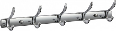 Планка с крючками для ванной (5 крючков) Savol S-06205B цинк хром