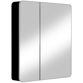 Зеркальный шкаф в ванную Reflection Black 760х850 RF2002BL с подсветкой черный матовый