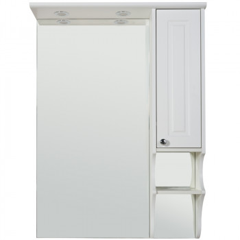 Зеркало со шкафчиком Rush Devon 65 с подсветкой белое матовое прямоугольное