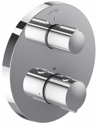 Термостатический смеситель на 1 выход с запорным клапаном, круглая лицевая панель, хром JACOB DELAFON MODULO (E75386-CP)