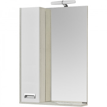 Зеркало в ванную со шкафом Aquaton Бекка PRO 60 1A214602BAC20 с подсветкой белый дуб сомерсет прямоугольное
