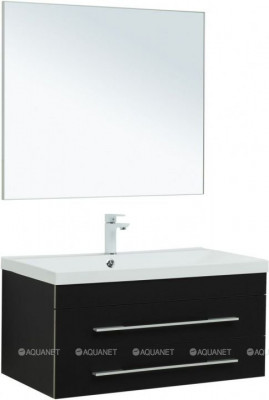 Комплект мебели для ванной Aquanet Верона 90 черный матовый (00287640)