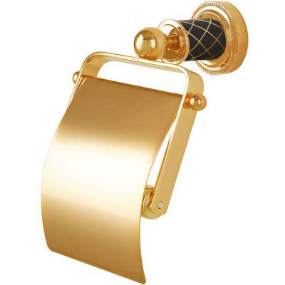 Настенный держатель туалетной бумаги Boheme Murano 10901-CH-G с крышкой золото шоколад