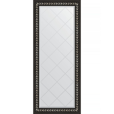 Зеркало настенное Evoform ExclusiveG 154х65 BY 4139 с гравировкой в багетной раме Черный ардеко 81 мм
