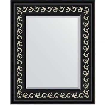 Зеркало настенное Evoform Exclusive 55х45 BY 1357 с фацетом в багетной раме Черный ардеко 81 мм