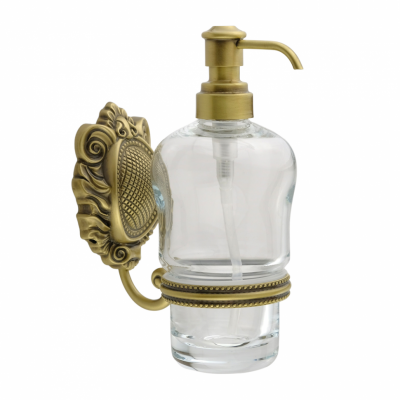 MIGLIORE Cleopatra 16628 дозатор жидкого мыла настенный, бронза/прозрачное стекло с декором
