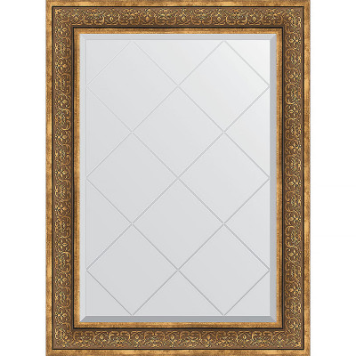 Зеркало настенное Evoform ExclusiveG 106х79 BY 4206 с гравировкой в багетной раме Вензель бронзовый 101 мм
