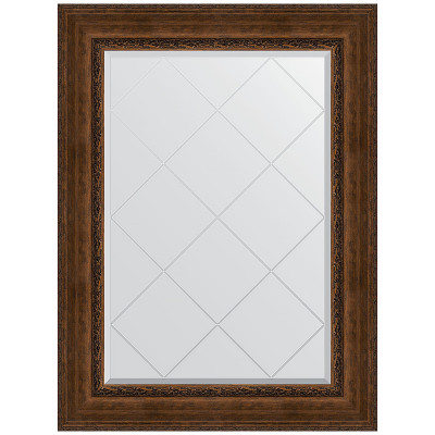 Зеркало настенное Evoform ExclusiveG 110х82 BY 4214 с гравировкой в багетной раме Состаренная бронза с орнаментом 120 мм