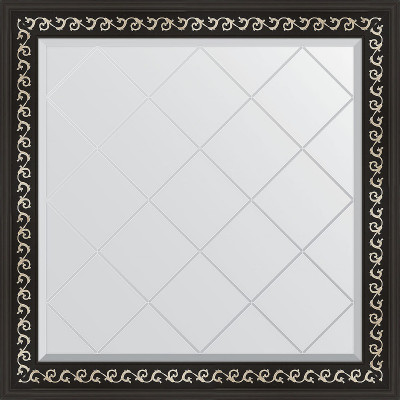 Зеркало настенное Evoform ExclusiveG 85х85 BY 4311 с гравировкой в багетной раме Черный ардеко 81 мм